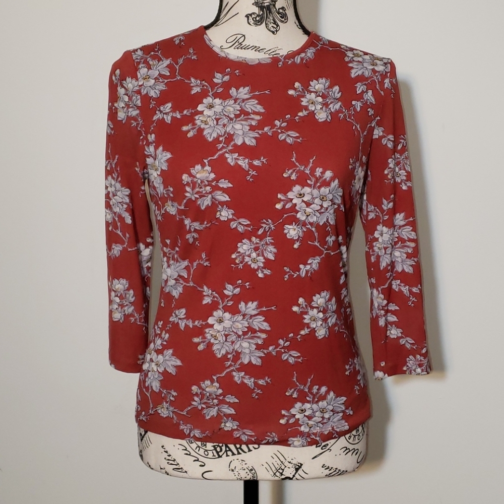 Vintage Kate Hill red floral top